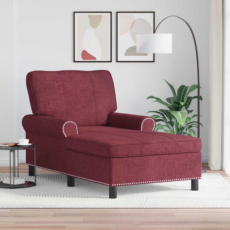 Chaise Lounge met kussen Wijnrood 91 x 157 x 91 cm Stof