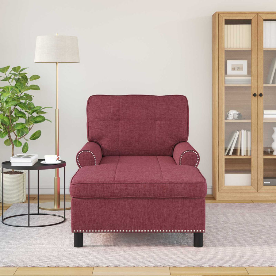 Chaise Lounge met kussen Wijnrood 91 x 157 x 91 cm Stof