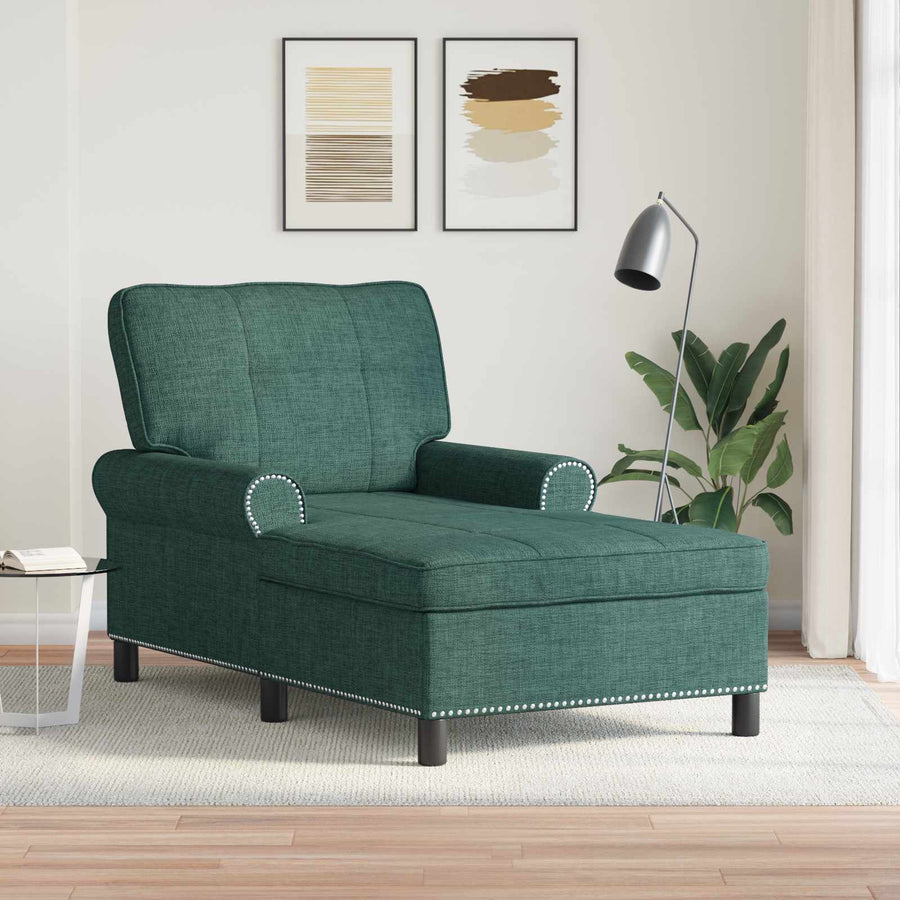 Chaise Lounge met kussen Donkergroen 91 x 157 x 91 cm Stof
