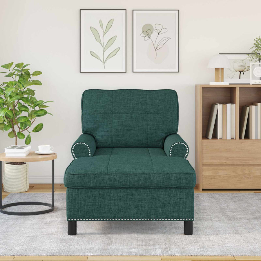 Chaise Lounge met kussen Donkergroen 91 x 157 x 91 cm Stof