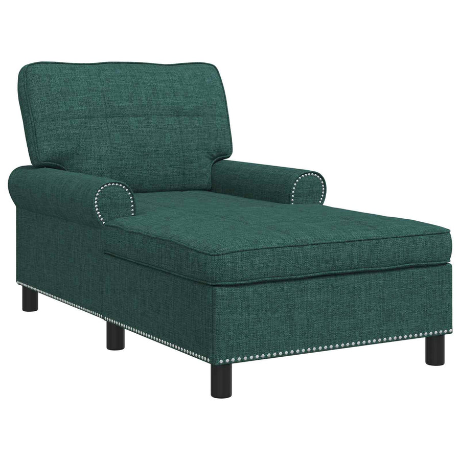 Chaise Lounge met kussen Donkergroen 91 x 157 x 91 cm Stof