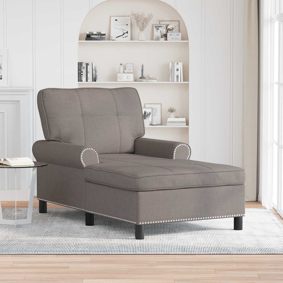 Chaise Lounge met kussen Taupe 91 x 157 x 91 cm Stof
