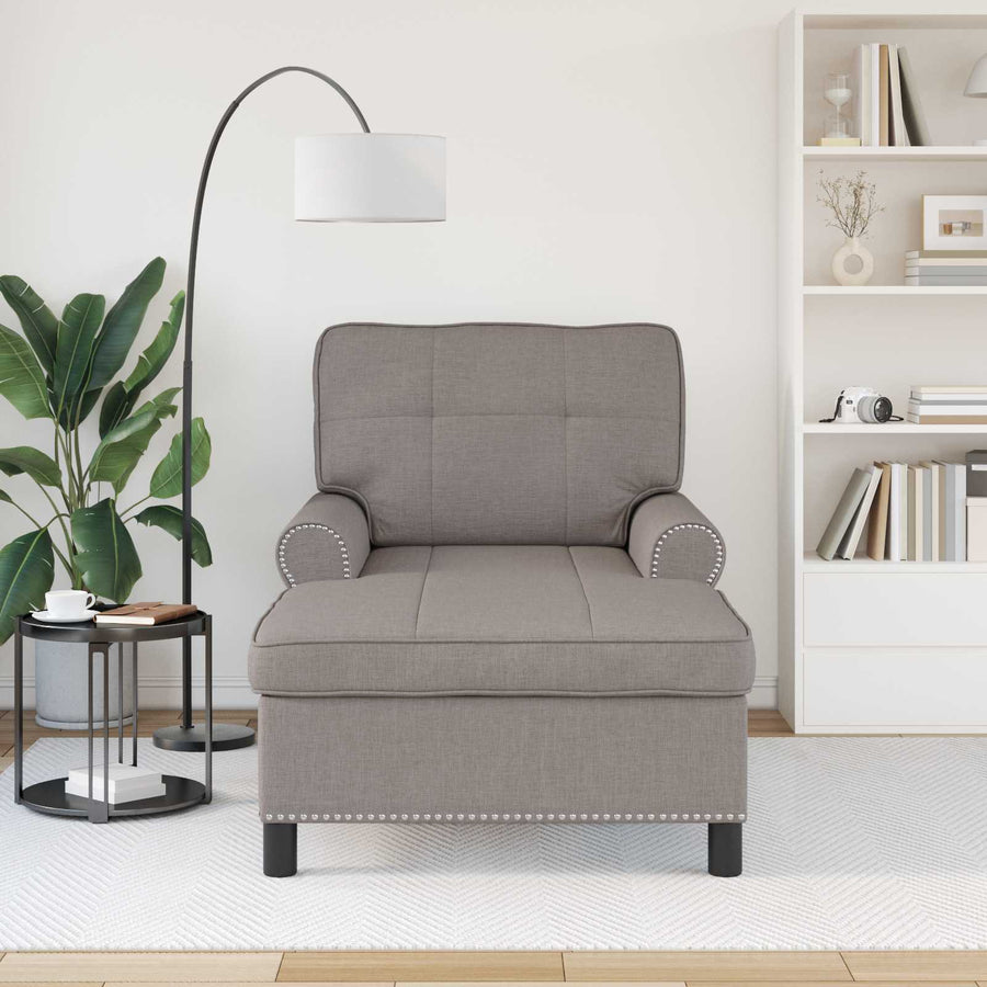 Chaise Lounge met kussen Taupe 91 x 157 x 91 cm Stof