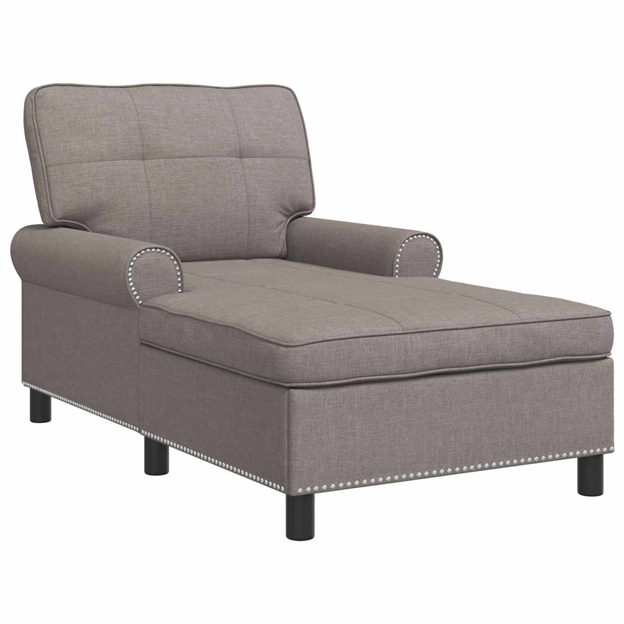 Chaise Lounge met kussen Taupe 91 x 157 x 91 cm Stof