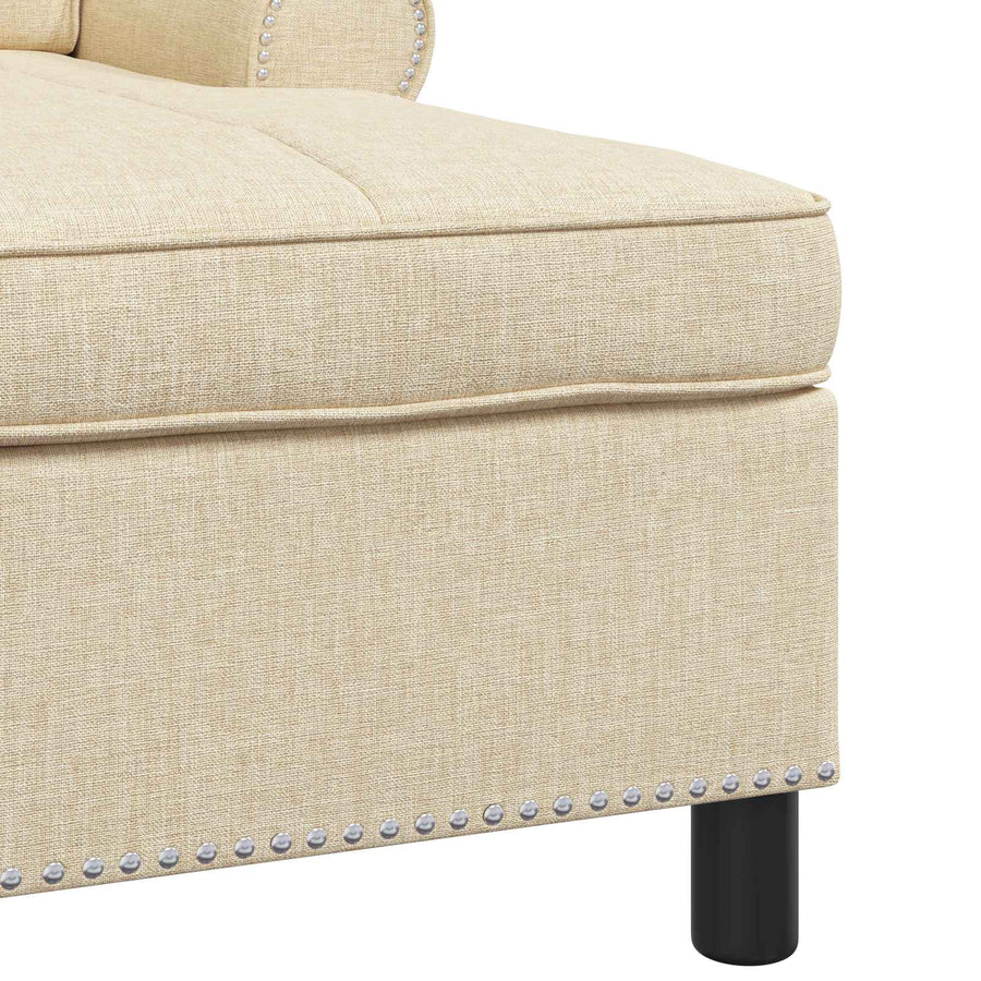 Chaise Lounge met kussen Crème 91 x 157 x 91 cm Stof