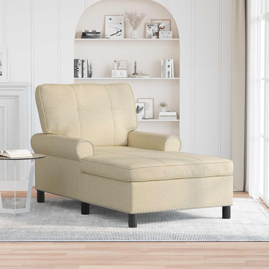 Chaise Lounge met kussen Crème 91 x 157 x 91 cm Stof