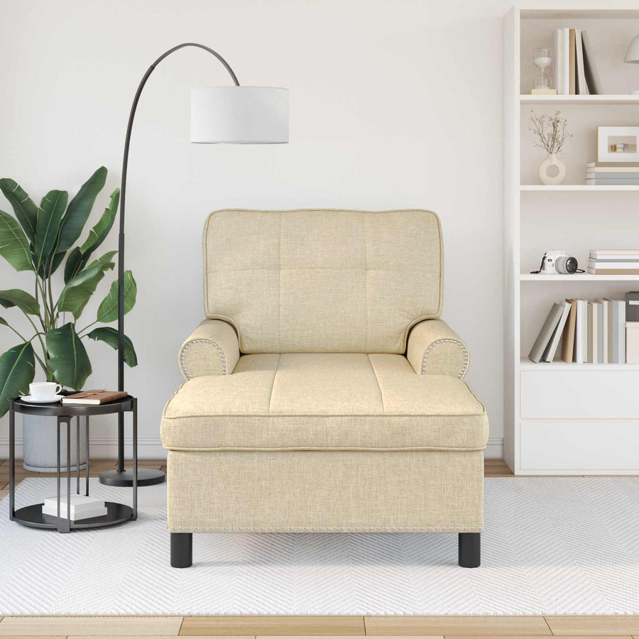 Chaise Lounge met kussen Crème 91 x 157 x 91 cm Stof
