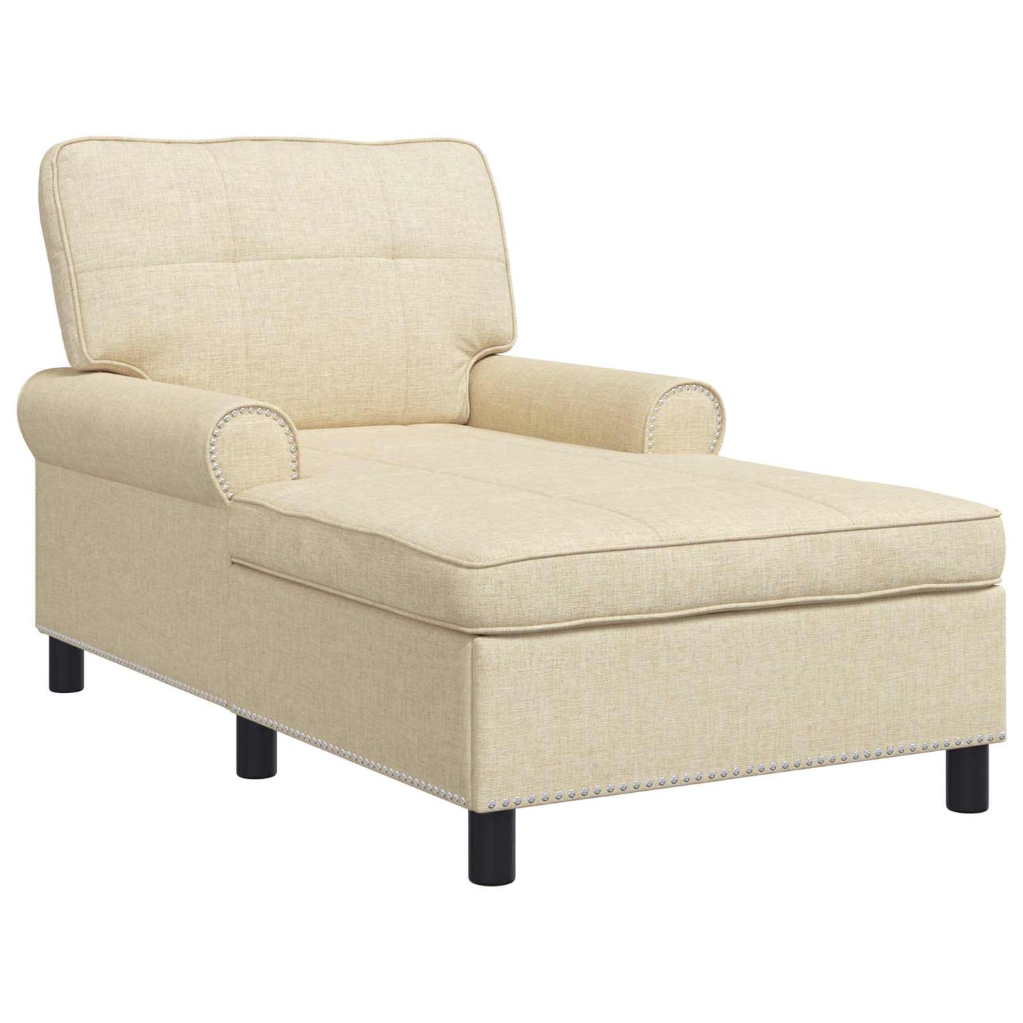 Chaise Lounge met kussen Crème 91 x 157 x 91 cm Stof