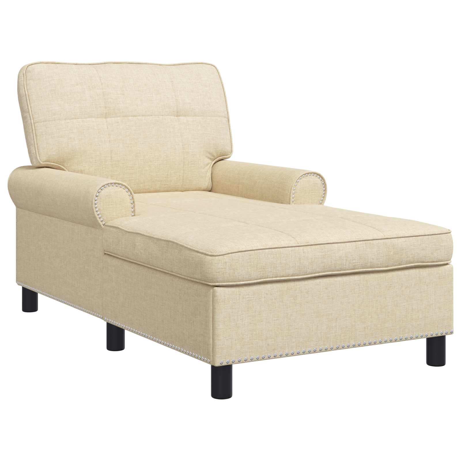 Chaise Lounge met kussen Crème 91 x 157 x 91 cm Stof