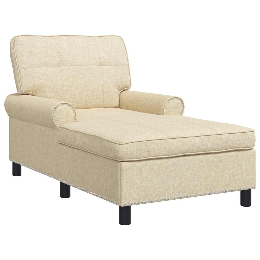 Chaise Lounge met kussen Crème 91 x 157 x 91 cm Stof