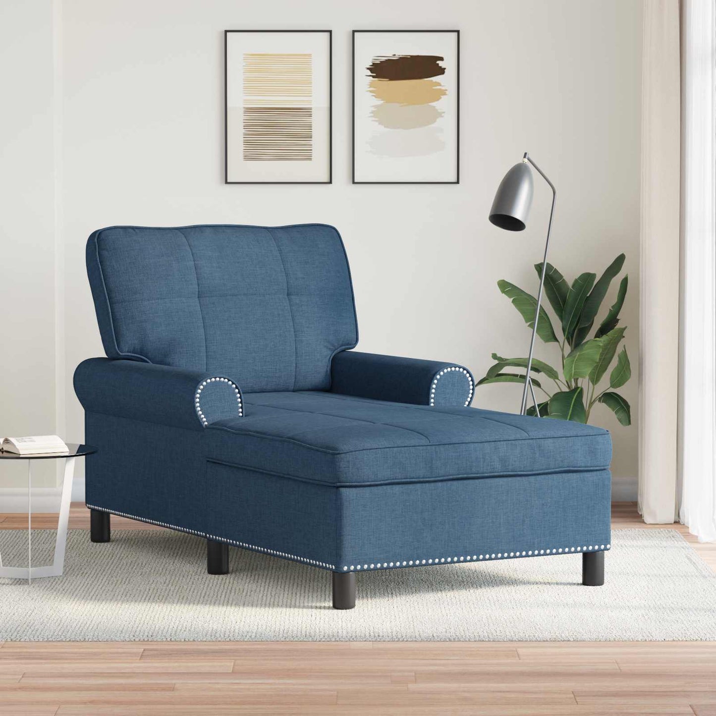 Chaise Lounge met kussen Blauw 91 x 157 x 91 cm Stof