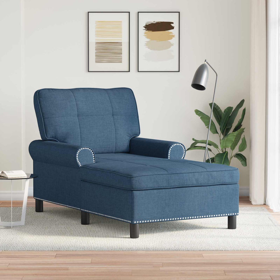 Chaise Lounge met kussen Blauw 91 x 157 x 91 cm Stof