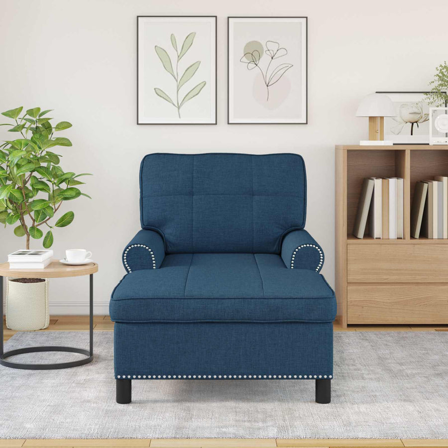 Chaise Lounge met kussen Blauw 91 x 157 x 91 cm Stof