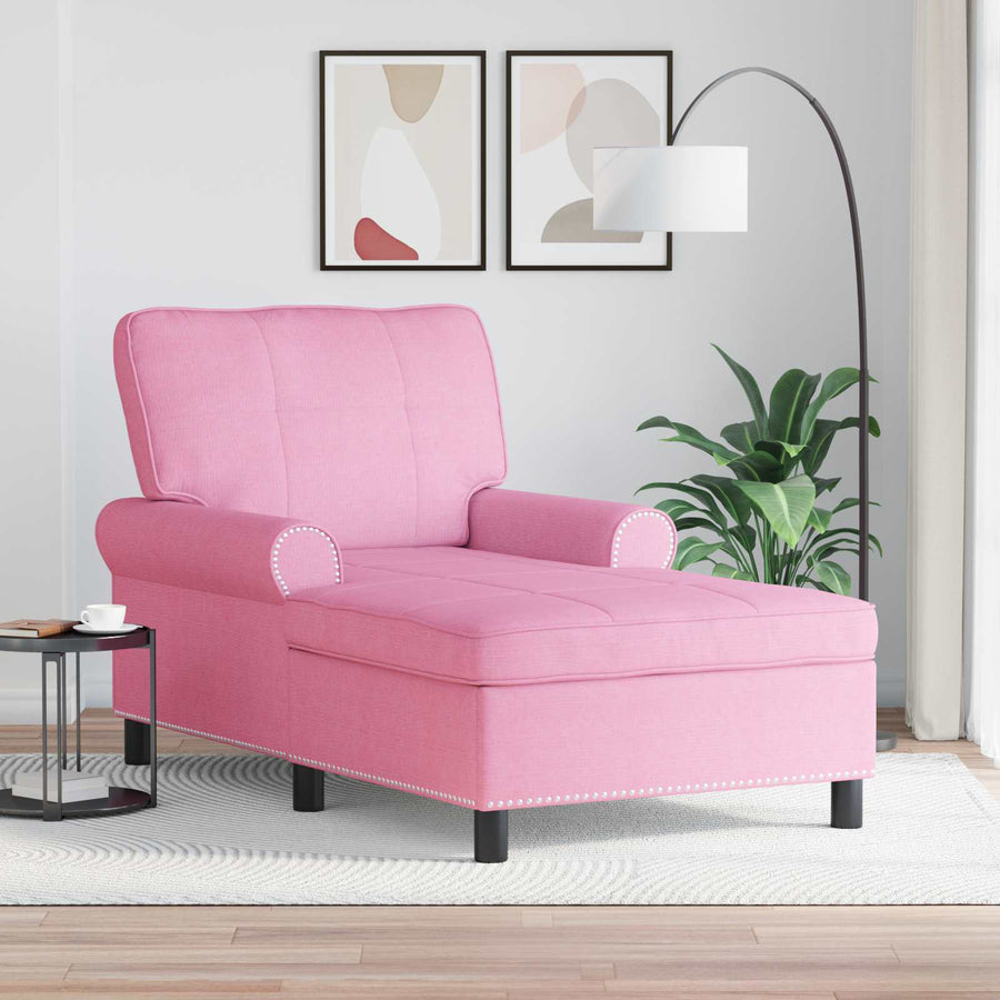 Chaise Lounge met kussen Roze 91 x 157 x 91 cm Stof