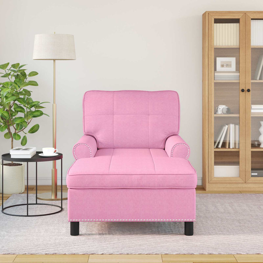 Chaise Lounge met kussen Roze 91 x 157 x 91 cm Stof