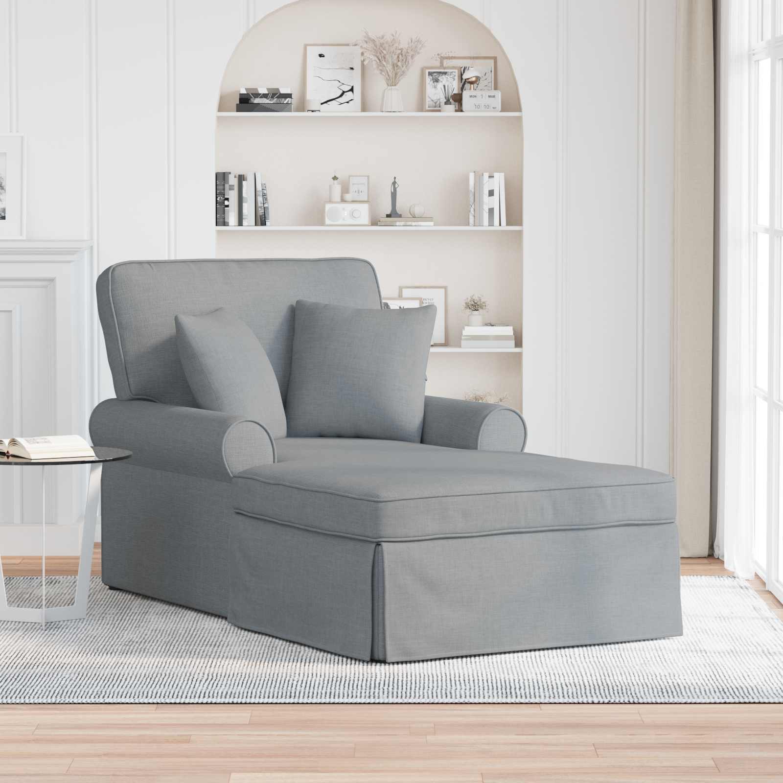 Chaise Lounge Met Rok 91 X 157 X 91 Cm Stof Lichtgrijs