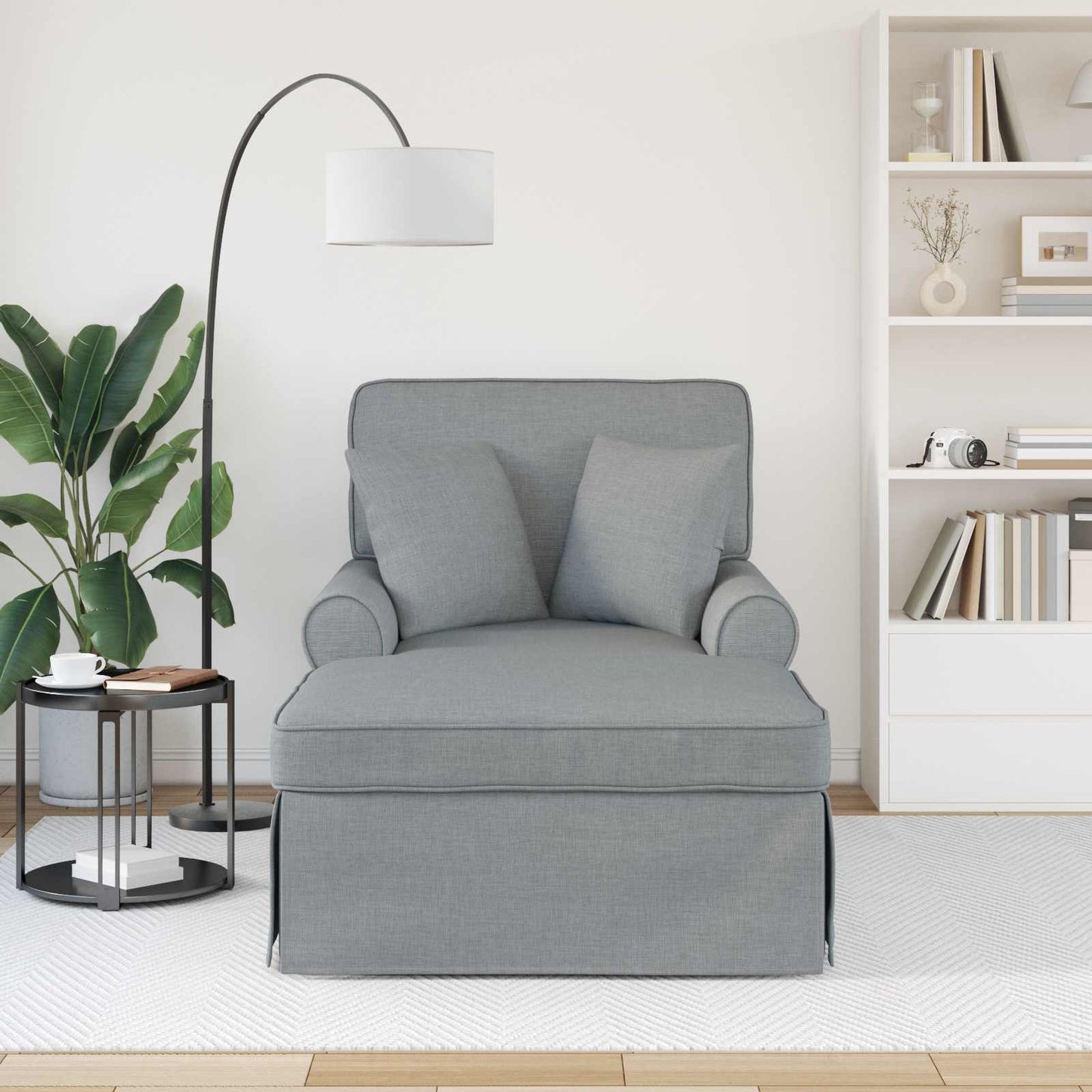 Chaise Lounge Met Rok 91 X 157 X 91 Cm Stof Lichtgrijs