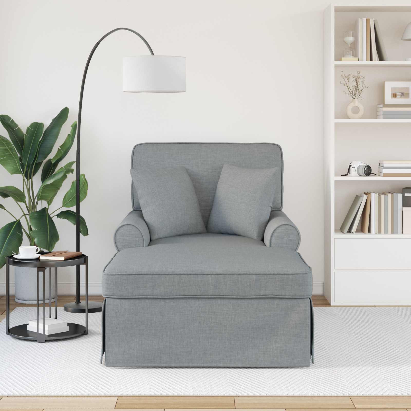 Chaise Lounge Met Rok 91 X 157 X 91 Cm Stof Lichtgrijs