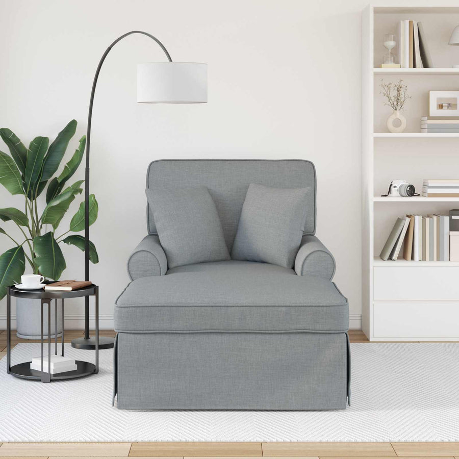 Chaise Lounge Met Rok 91 X 157 X 91 Cm Stof Lichtgrijs