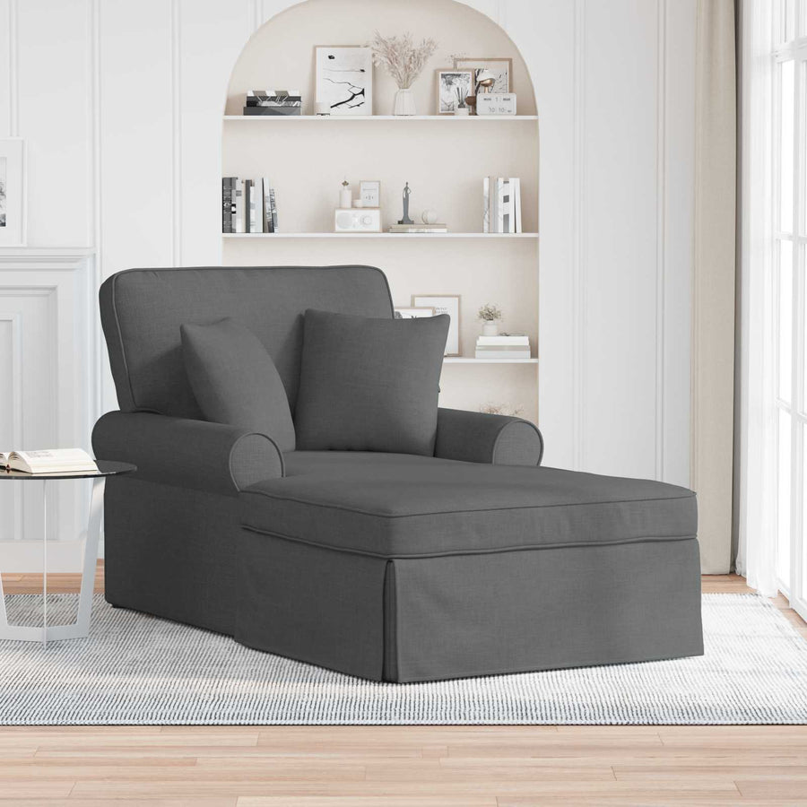 Chaise Lounge Met Rok 91 X 157 X 91 Cm Stof Donkergrijs