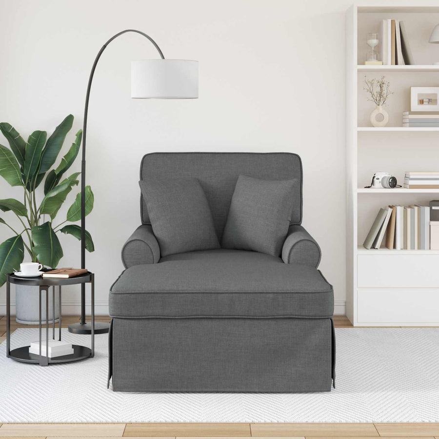 Chaise Lounge Met Rok 91 X 157 X 91 Cm Stof Donkergrijs