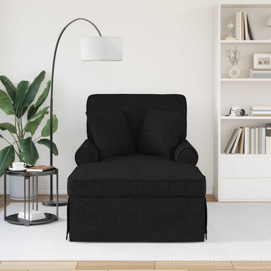 Chaise Lounge Met Rok Met Kussen 91 X 157 X 91 Cm Stof Zwart