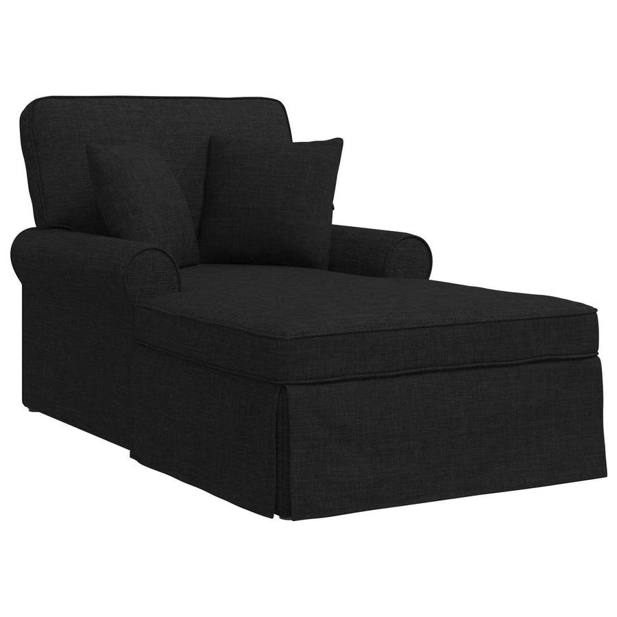 Chaise Lounge Met Rok Met Kussen 91 X 157 X 91 Cm Stof Zwart