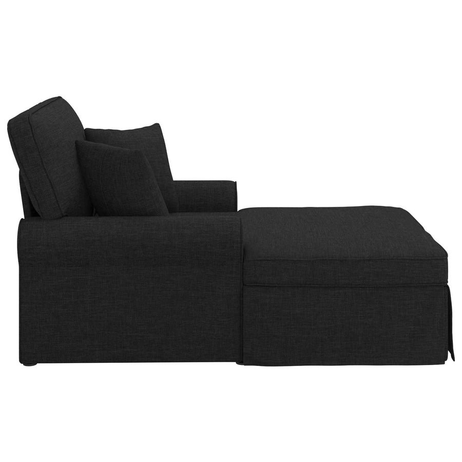 Chaise Lounge Met Rok Met Kussen 91 X 157 X 91 Cm Stof Zwart