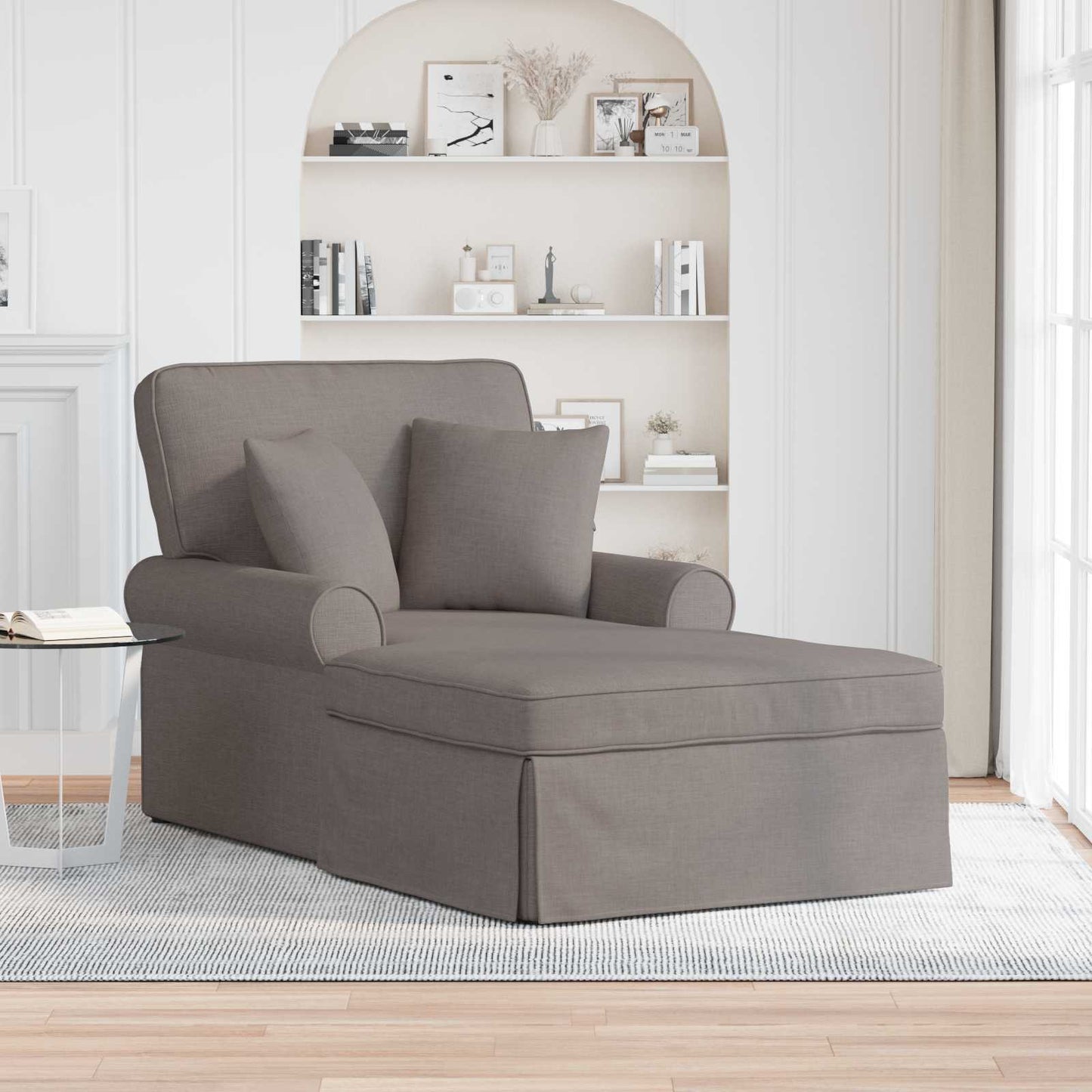 Chaise Lounge Met Rok Met Kussen 91 X 157 X 91 Cm Stof Taupe