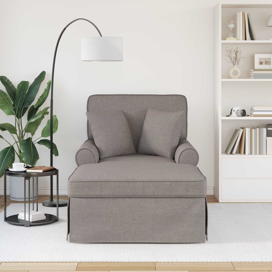 Chaise Lounge Met Rok Met Kussen 91 X 157 X 91 Cm Stof Taupe