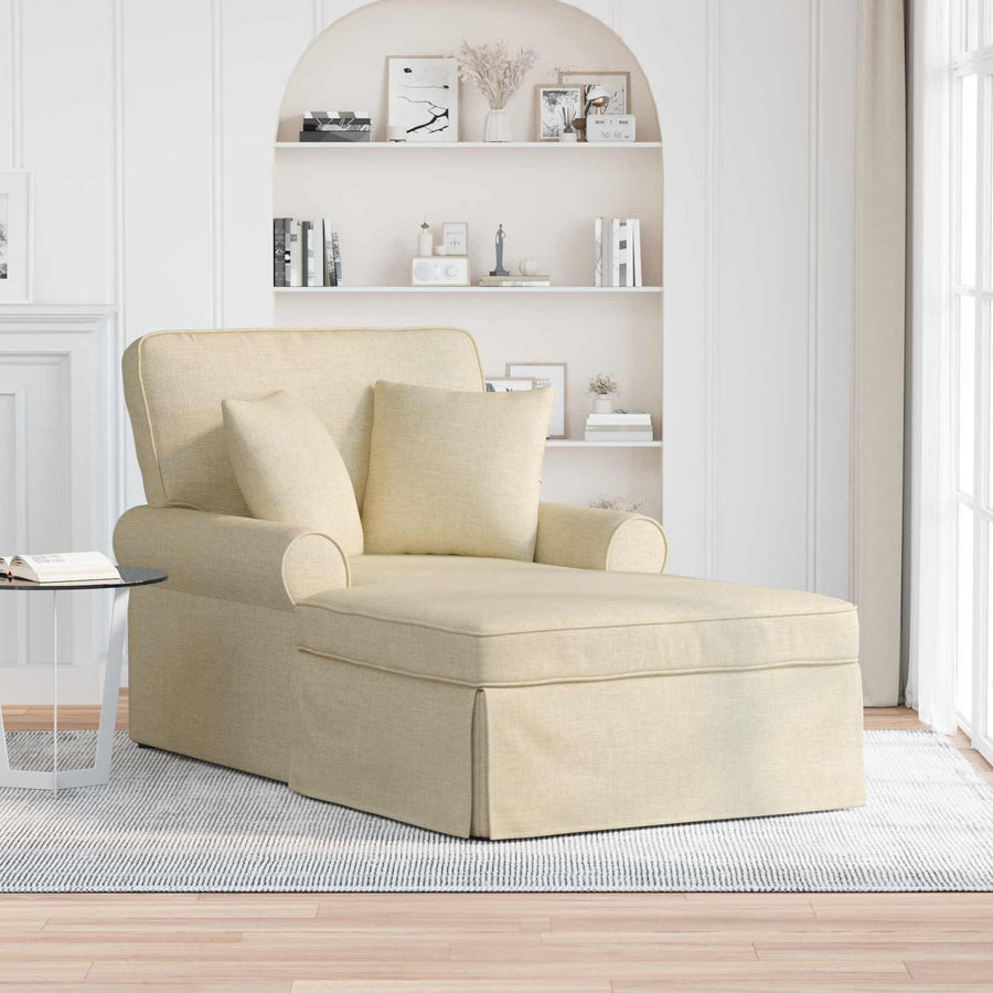Chaise Lounge Met Rok Met Kussen 91 X 157 X 91 Cm Stof Crème