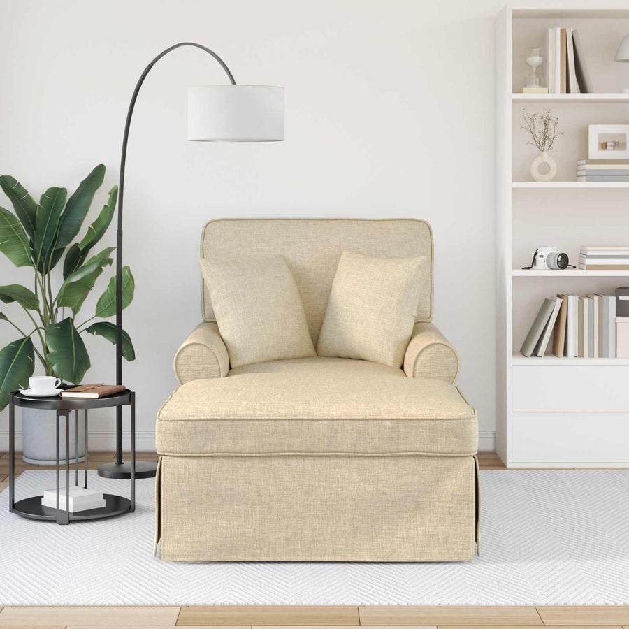 Chaise Lounge Met Rok Met Kussen 91 X 157 X 91 Cm Stof Crème