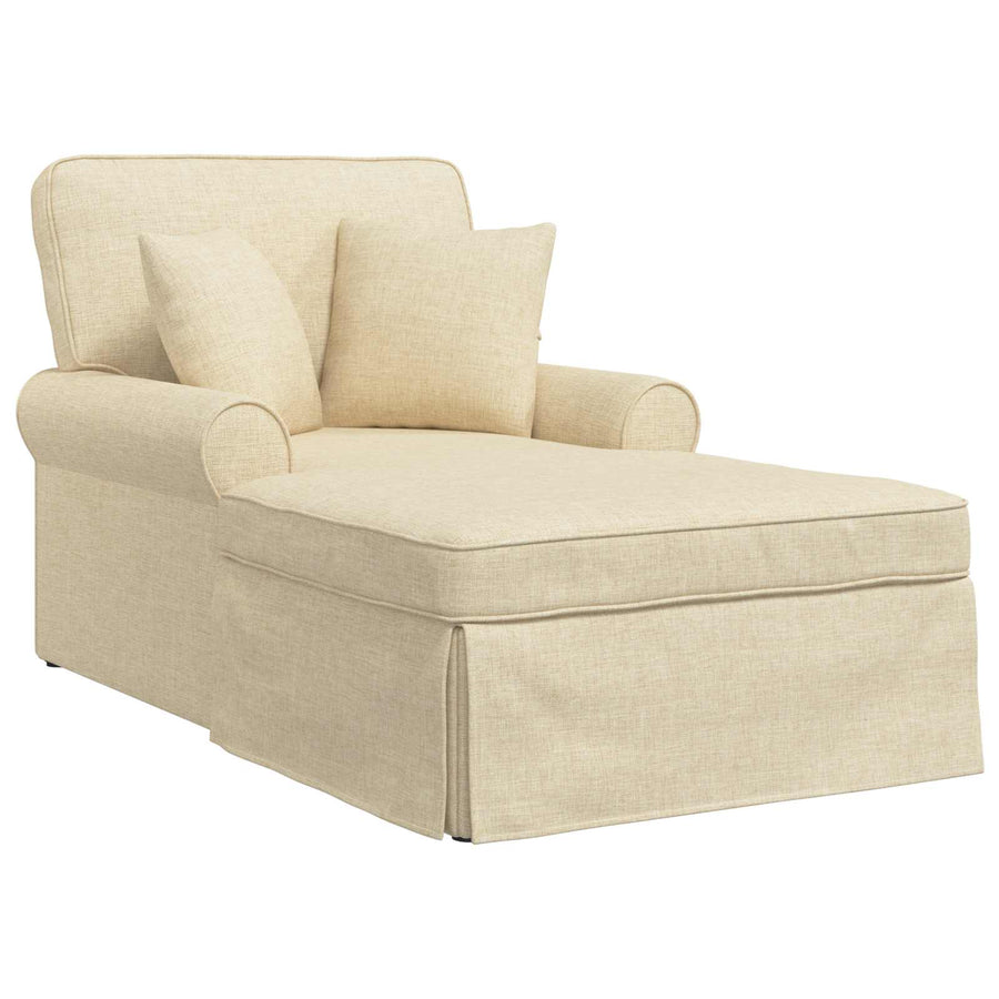 Chaise Lounge Met Rok Met Kussen 91 X 157 X 91 Cm Stof Crème