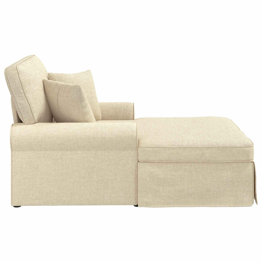 Chaise Lounge Met Rok Met Kussen 91 X 157 X 91 Cm Stof Crème