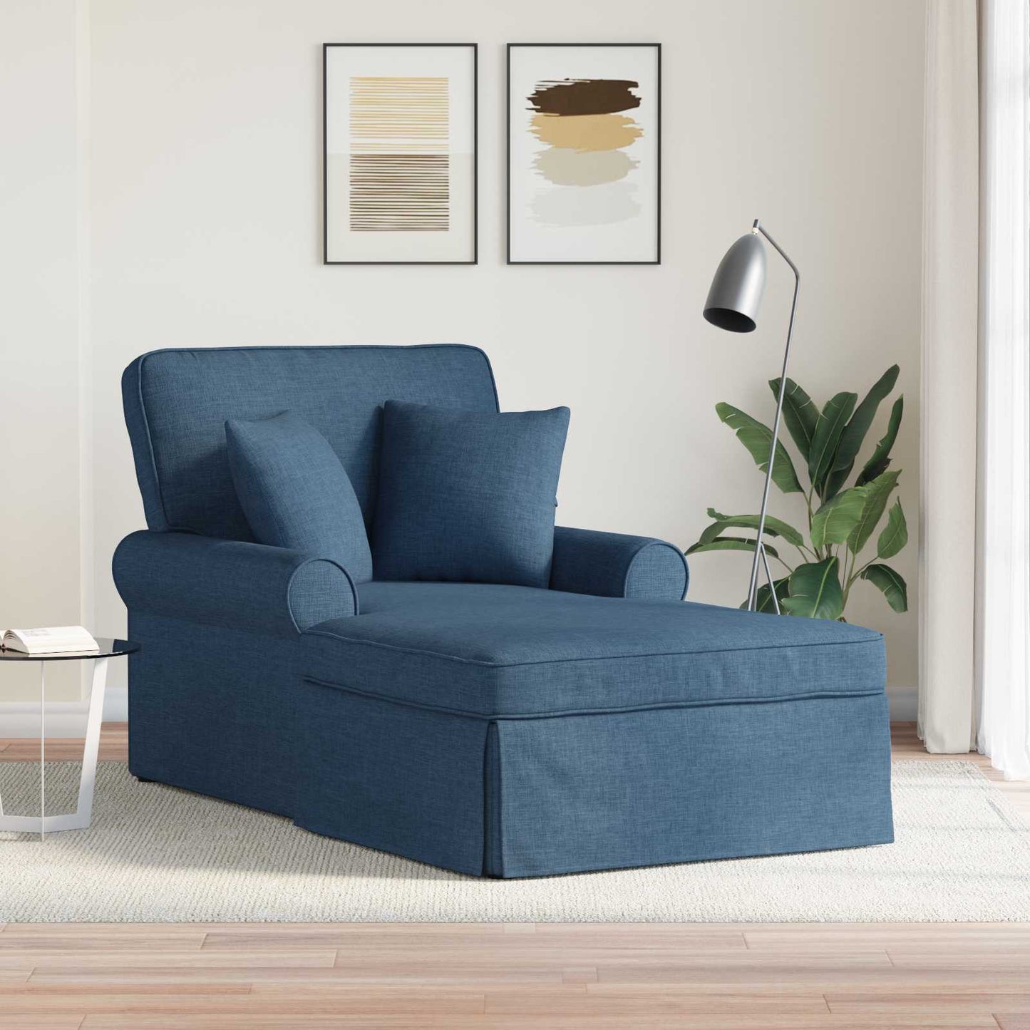 Chaise Lounge Met Rok Met Kussen 91 X 157 X 91 Cm Stof Blauw