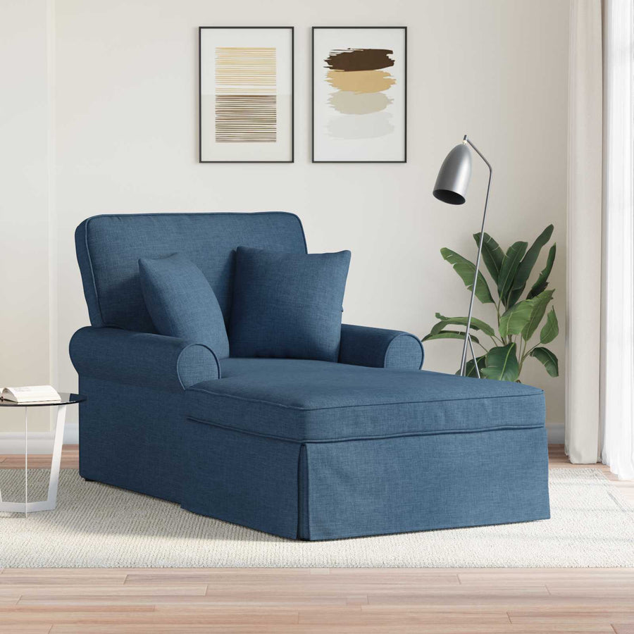 Chaise Lounge Met Rok Met Kussen 91 X 157 X 91 Cm Stof Blauw