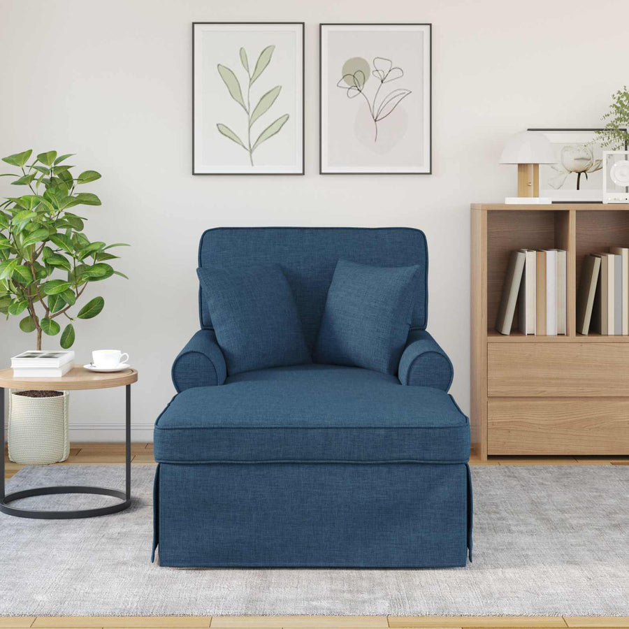 Chaise Lounge Met Rok Met Kussen 91 X 157 X 91 Cm Stof Blauw