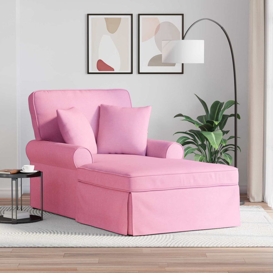 Chaise Lounge Met Rok Met Kussen 91 X 157 X 91 Cm Stof Roze