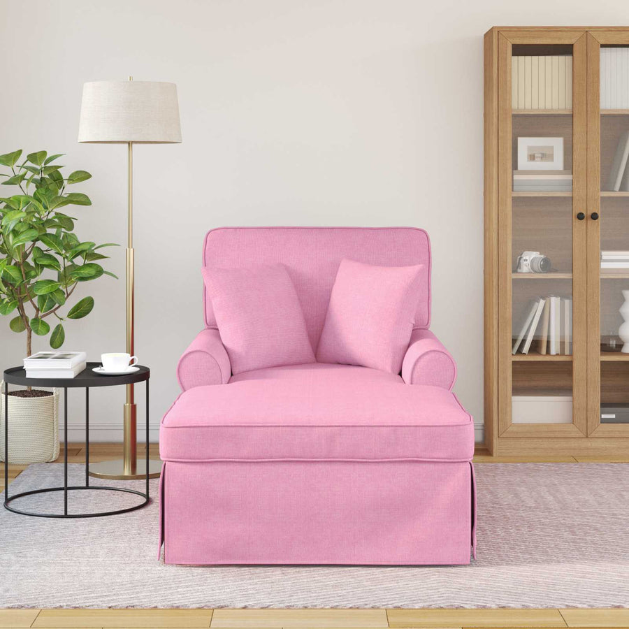 Chaise Lounge Met Rok Met Kussen 91 X 157 X 91 Cm Stof Roze
