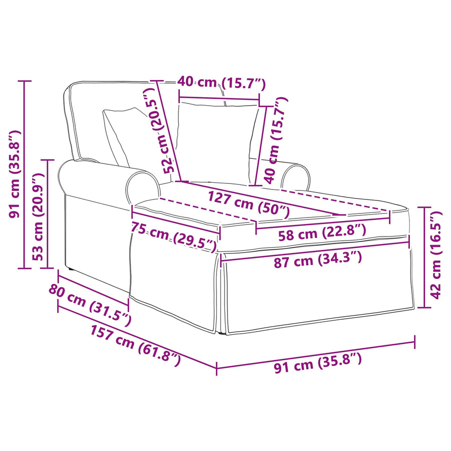 Chaise Lounge Met Rok Met Kussen 91 X 157 X 91 Cm Lichtgrijs