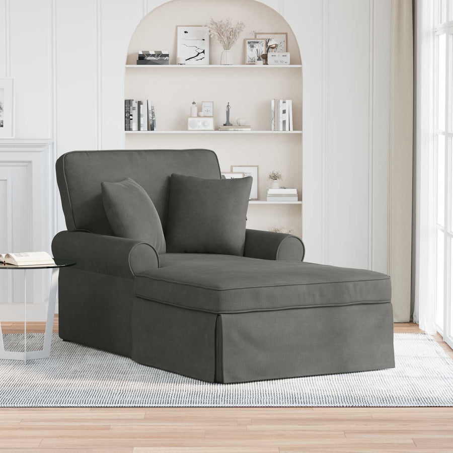Chaise Lounge Met Rok Met Kussen 91 X 157 X 91 Cm Donkergrijs