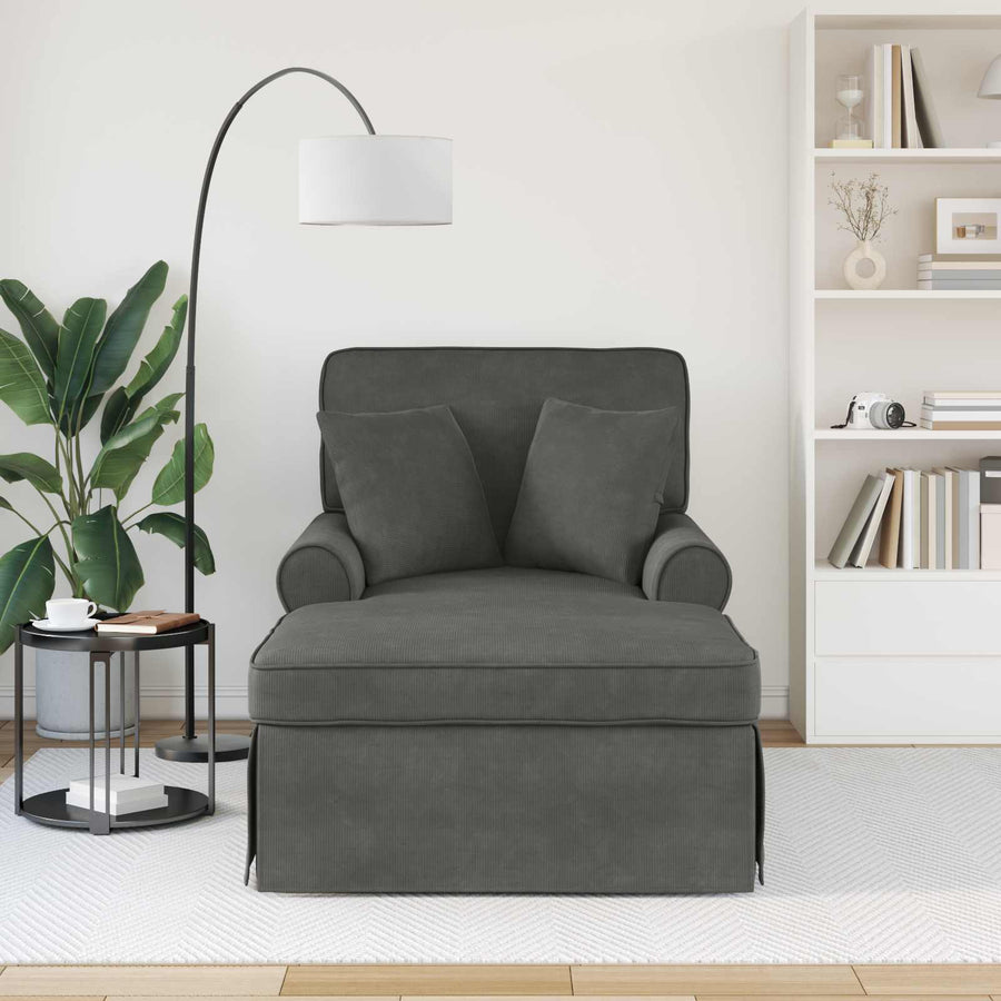Chaise Lounge Met Rok Met Kussen 91 X 157 X 91 Cm Donkergrijs