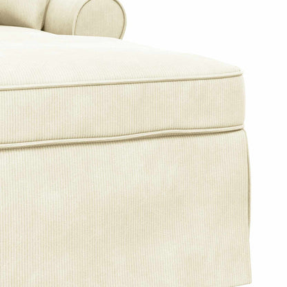 Chaise Lounge Met Rok 91 X 157 X 91 Cm Geribbelde Stof Crème
