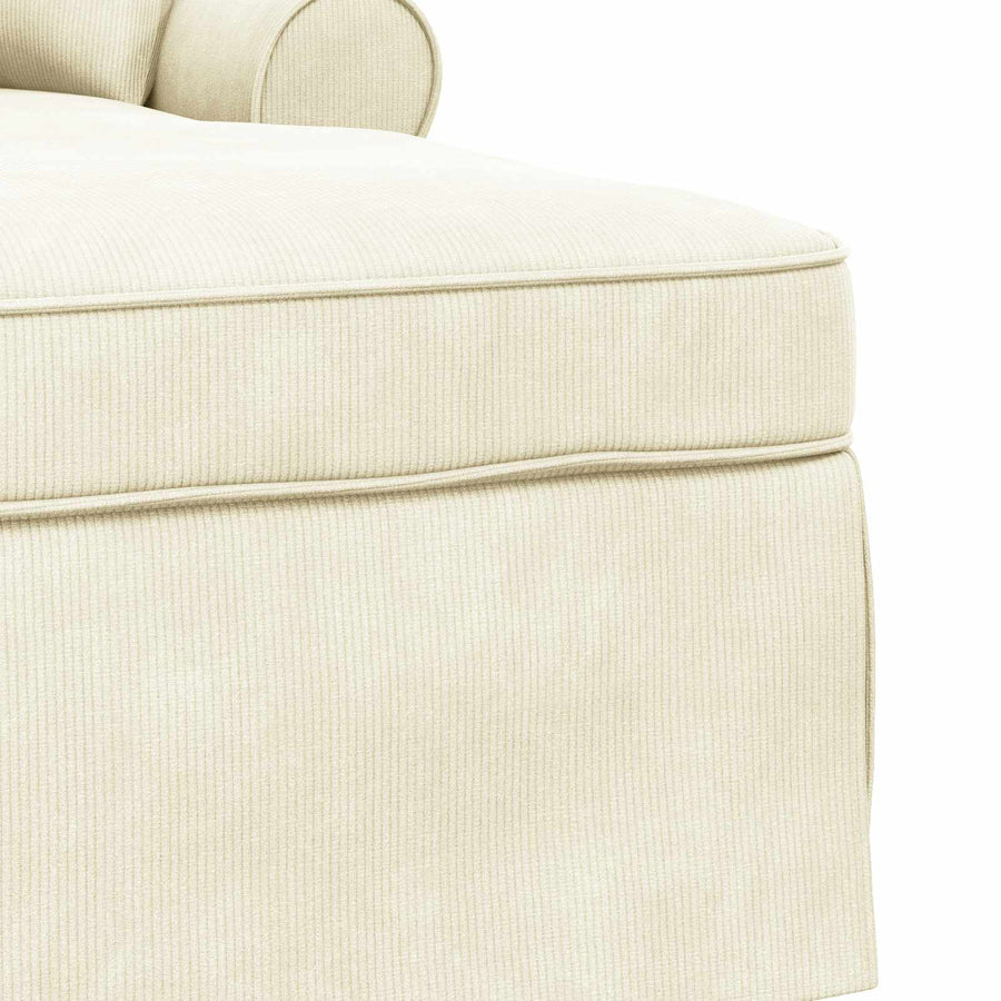Chaise Lounge Met Rok 91 X 157 X 91 Cm Geribbelde Stof Crème
