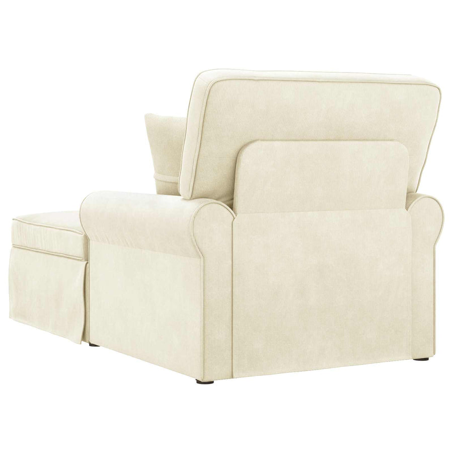 Chaise Lounge Met Rok 91 X 157 X 91 Cm Geribbelde Stof Crème