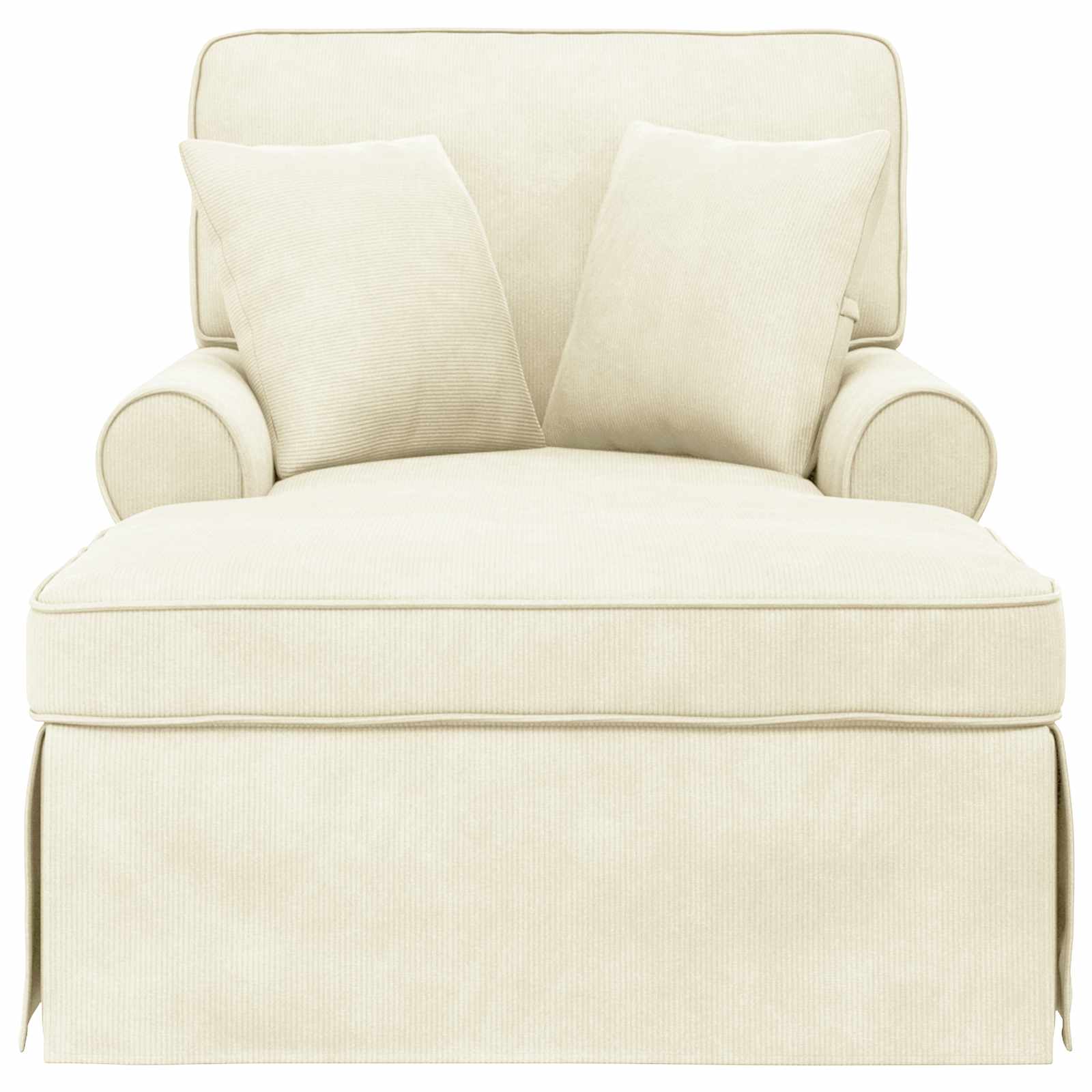 Chaise Lounge Met Rok 91 X 157 X 91 Cm Geribbelde Stof Crème