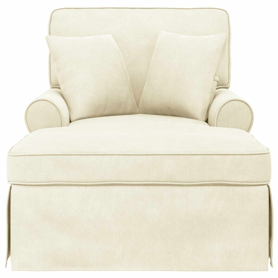 Chaise Lounge Met Rok 91 X 157 X 91 Cm Geribbelde Stof Crème