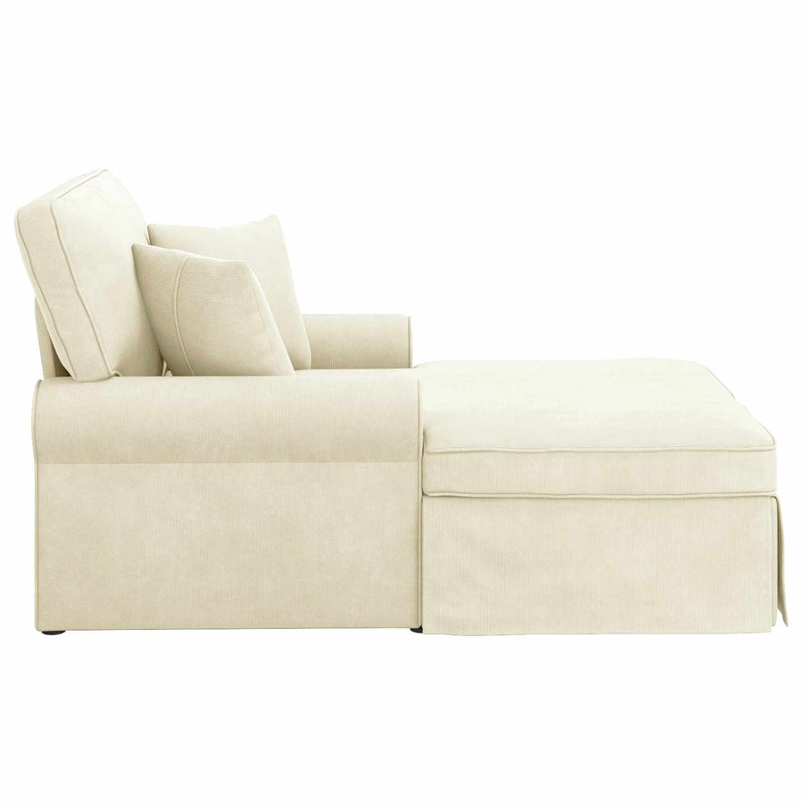 Chaise Lounge Met Rok 91 X 157 X 91 Cm Geribbelde Stof Crème