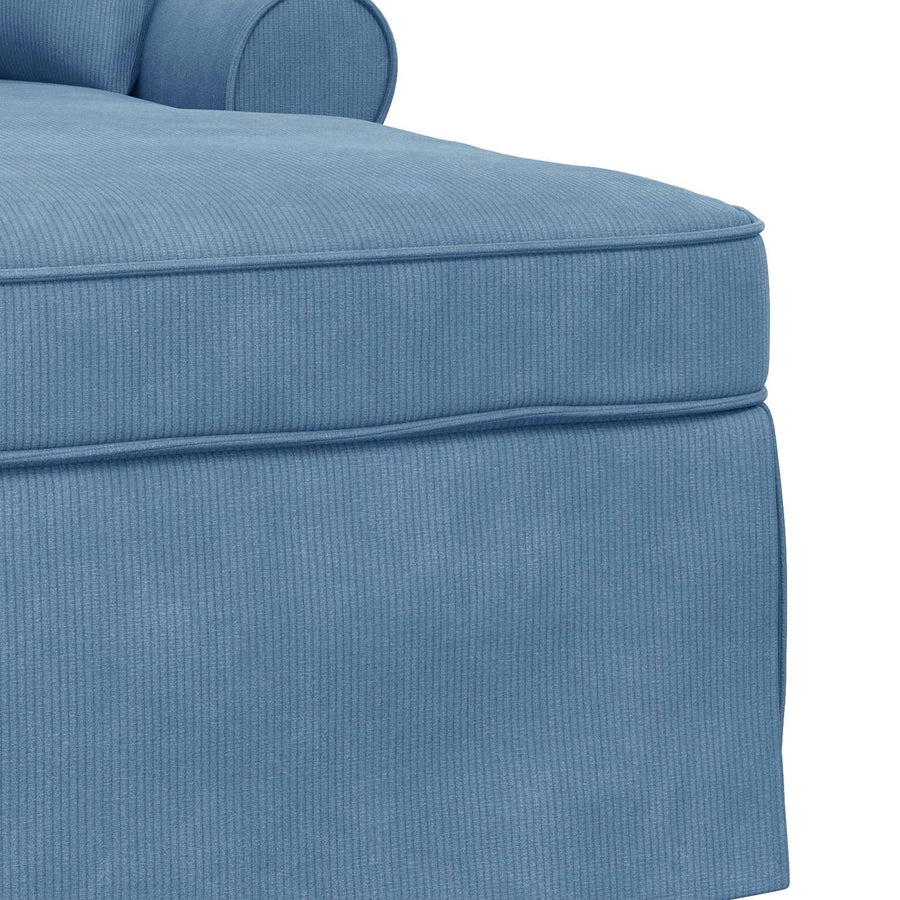 Chaise Lounge Met Rok 91 X 157 X 91 Cm Geribbelde Stof Blauw