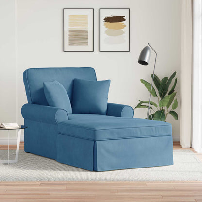 Chaise Lounge Met Rok 91 X 157 X 91 Cm Geribbelde Stof Blauw
